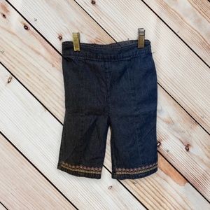 VINTAGE elastic waistband embroidered hem jeans